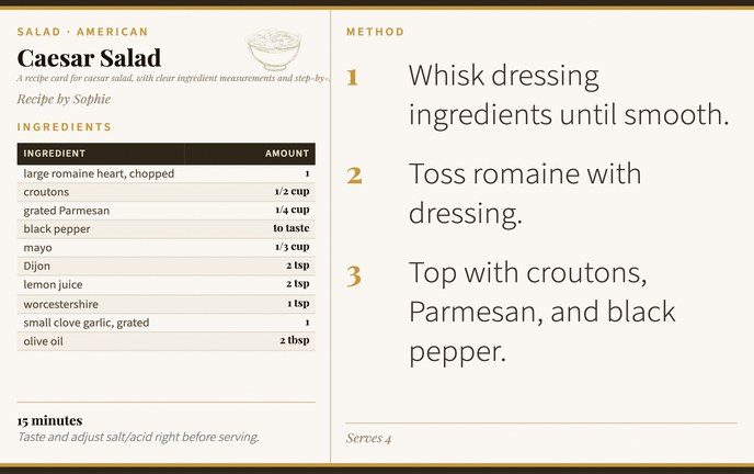 Caesar Salad recipe card