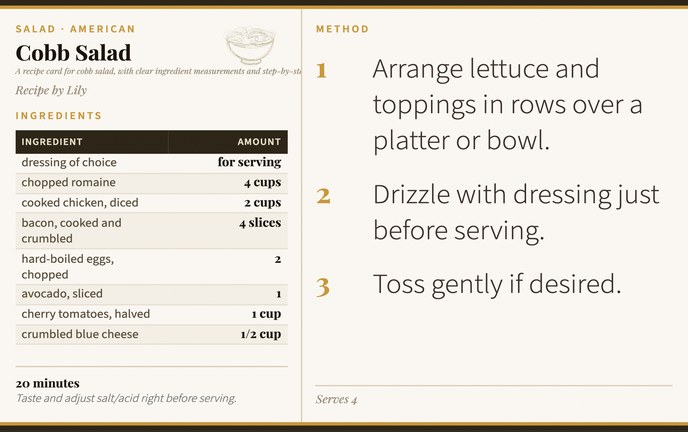Cobb Salad recipe card