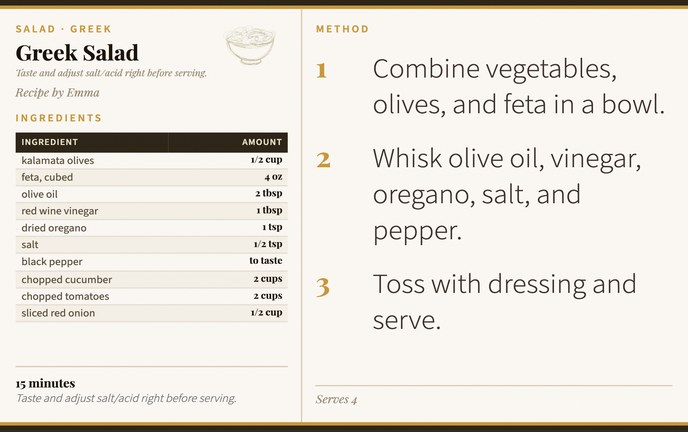 Greek Salad recipe card