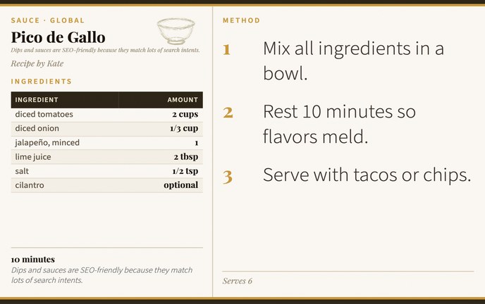 Pico de Gallo recipe card