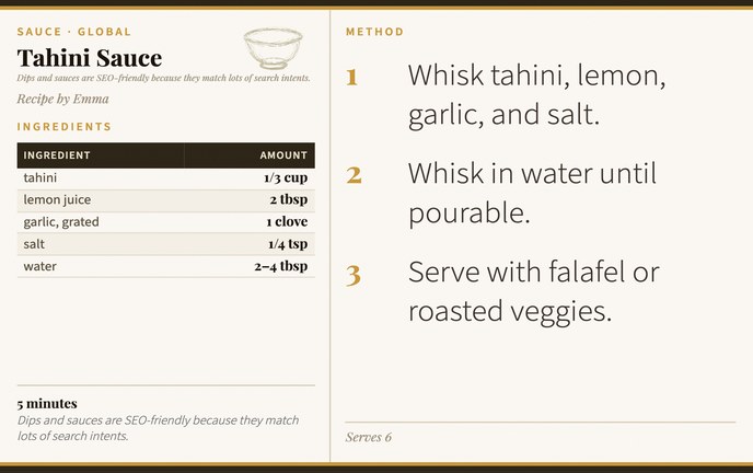 Tahini Sauce recipe card