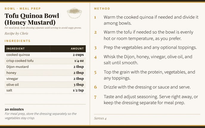 Tofu Quinoa Bowl (Honey Mustard) recipe card